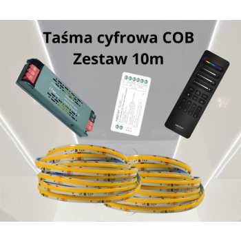 Zestaw 10mb Taśma LED CYFROWA COB 24V WS2811 IC biała dzienna, Pilot C9, Sterownik SPIW5